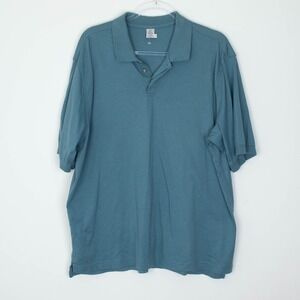 Peruvian Connection Mens Pima Cotton Polo Shirt Size XL Blue Green Office Golf